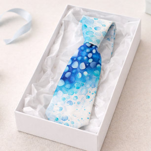 Blauwe waterkleur stropdas