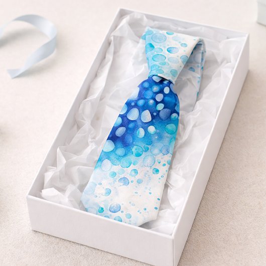 Blauwe waterkleur stropdas