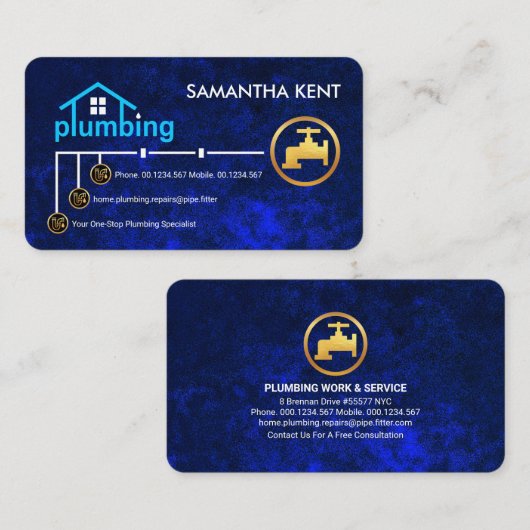 Blauwe waterleiding visitekaartje (Voorkant / Achterkant)