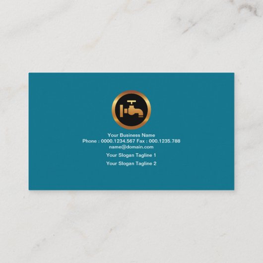 Blauwe waterlek goudkleurige inkepingen visitekaartje (Achterkant)