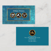 Blauwe waterlek goudkleurige inkepingen visitekaartje (Voorkant / Achterkant)