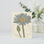 Blauwe Waterlelie Illustratie Briefkaart (Staand voorkant)