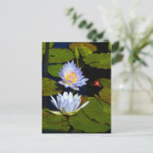Blauwe waterlelies aankondigingskaart (Staand voorkant)
