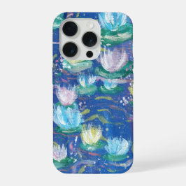 Blauwe Waterlelies Schilderij Hoesje iPhone 15 Pro Case