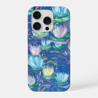Blauwe Waterlelies Schilderij Hoesje iPhone 15 Pro Case