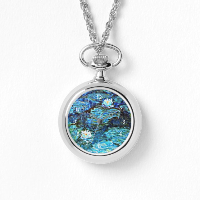 Blauwe waterlilie van Monet Horloge (Voorkant)