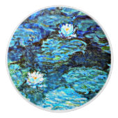 Blauwe waterlilie van Monet Keramische Knop (Voorkant)