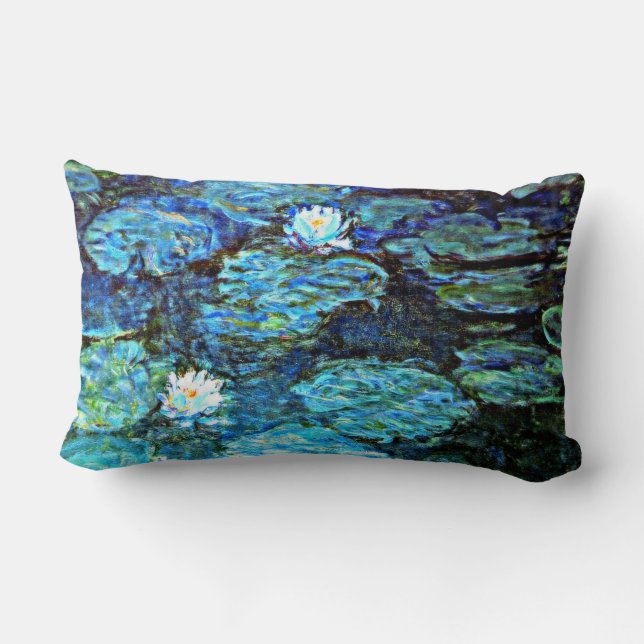 Blauwe waterlilie van Monet Kussen (Achterkant)