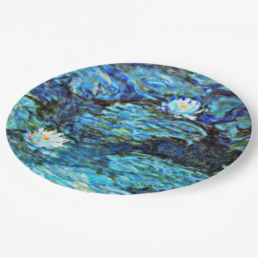 Blauwe waterlilie van Monet Papieren Bordje (Gekanteld)