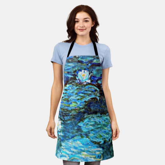 Blauwe waterlilie van Monet Schort (Gedragen)