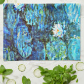 Blauwe waterlilies, fijn kunstschilderij van Monet Theedoek (Gevouwen)