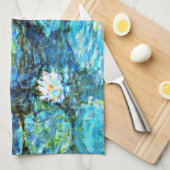 Blauwe waterlilies, fijn kunstschilderij van Monet Theedoek (Quarter Fold)