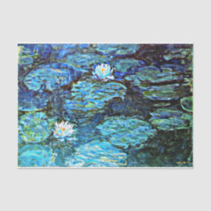 Blauwe waterlilies, mooie kunst, tissuepapier