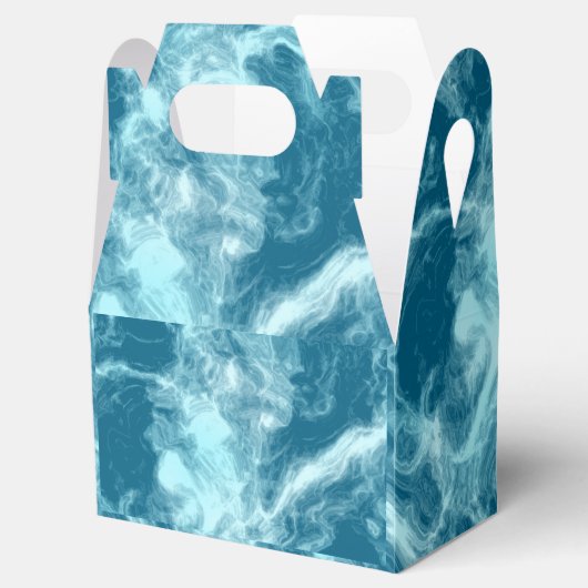 Blauwe watermarmer bedankdoosjes (Geopend)