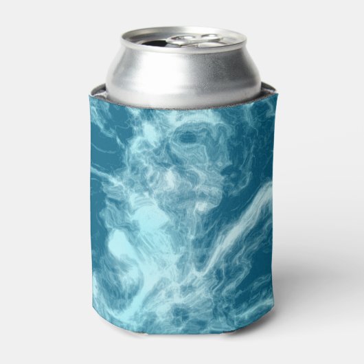 Blauwe watermarmer blikjeskoeler (Blikje Voorkant)