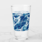Blauwe watermarmer glas (Achterkant)