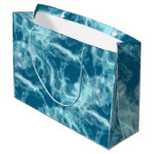 Blauwe watermarmer groot cadeauzakje (Achterkant Gekanteld)