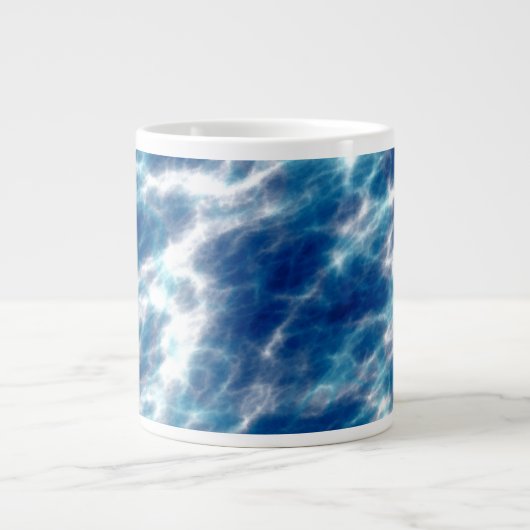 Blauwe watermarmer grote koffiekop (Voorkant)