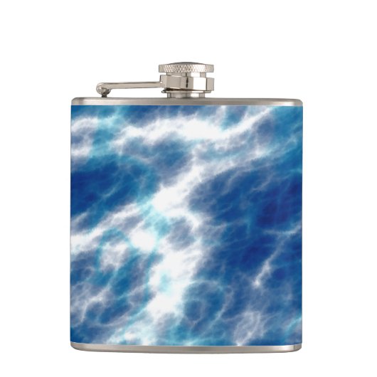 Blauwe watermarmer heupfles (Voorkant)