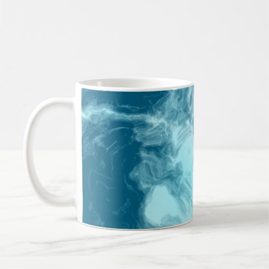 Blauwe watermarmer koffiemok (Links)