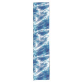 Blauwe watermarmer korte tafelloper (Voorkant)