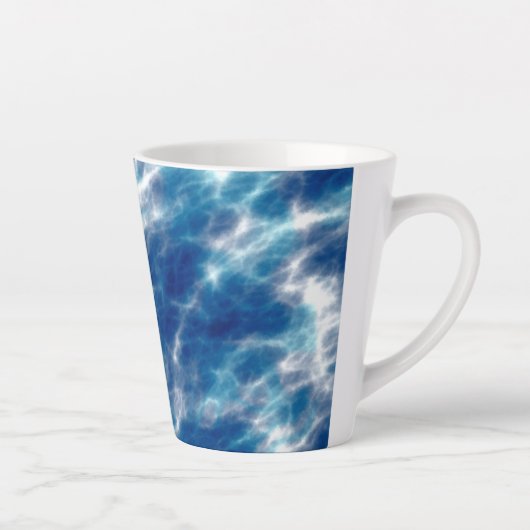 Blauwe watermarmer latte mok (Rechts)