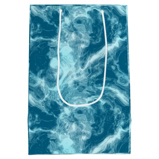 Blauwe watermarmer medium cadeauzakje (Achterkant)