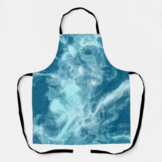 Blauwe watermarmer schort (Voorkant)