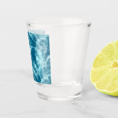 Blauwe watermarmer shot glas (Rechts)
