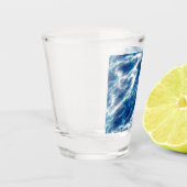 Blauwe watermarmer shot glas (Links)