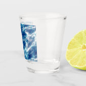 Blauwe watermarmer shot glas (Rechts)