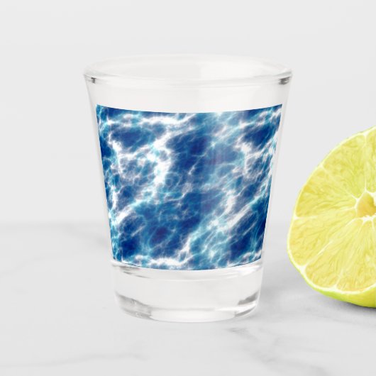 Blauwe watermarmer shot glas (Voorkant)