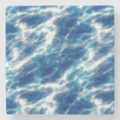 Blauwe watermarmer stenen onderzetter (Voorkant)