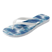 Blauwe watermarmer teenslippers (Schuin)