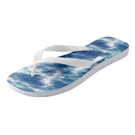 Blauwe watermarmer teenslippers (Schuin)