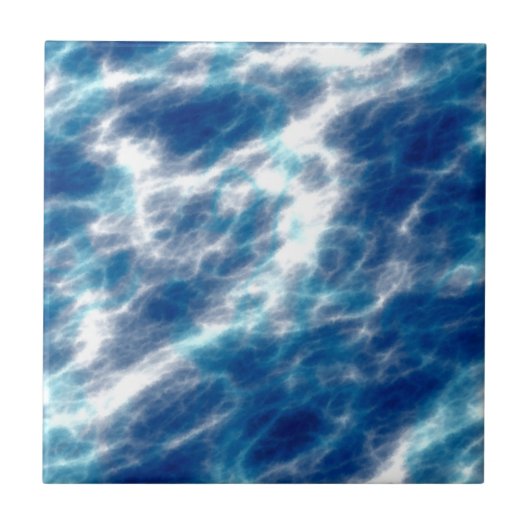 Blauwe watermarmer tegeltje (Voorkant)