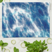 Blauwe watermarmer theedoek (Gevouwen)