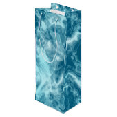 Blauwe watermarmer wijn cadeautas (Achterkant Gekanteld)