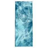 Blauwe watermarmer wijn cadeautas (Achterkant)