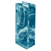 Blauwe watermarmer wijn cadeautas (Voorkant Gekanteld)
