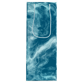 Blauwe watermarmer wijn cadeautas