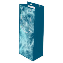 Blauwe watermarmer wijn cadeautas