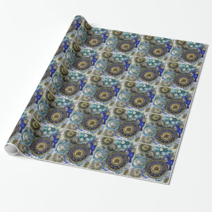 Blauwe waterpijlstaafsnaren, moerassen, vingerafdr cadeaupapier