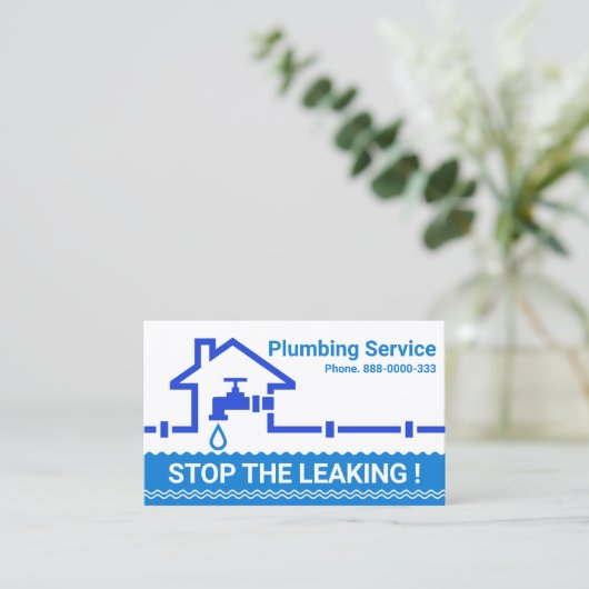 Blauwe waterpijpleiding lekt thuis visitekaartje (Staand voorkant)