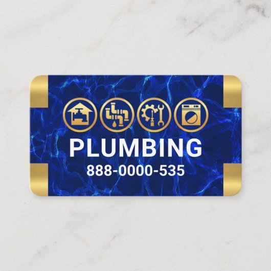 Blauwe Waters Gouden Loodgieterij Hoeken Visitekaartje (Voorkant)