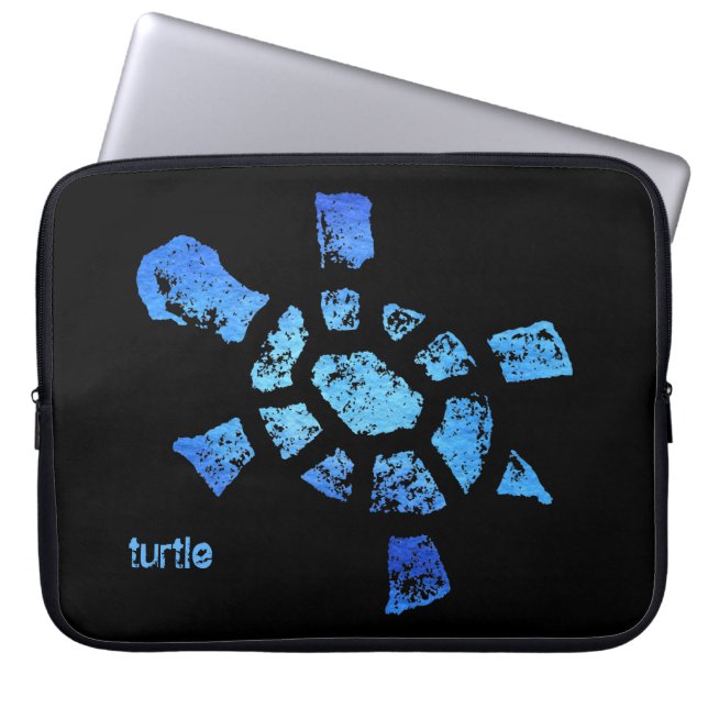 Blauwe waterschildpad 15 inch laptop sleeve (Voorkant)