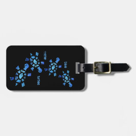 Blauwe waterschildpadden bagagelabel