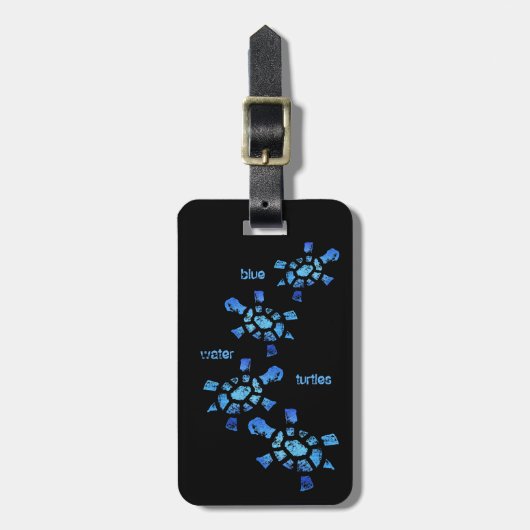 Blauwe waterschildpadden bagagelabel (Voorkant verticaal)