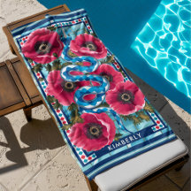 Blauwe Waterslang & Roze Bloemen Pool Custom