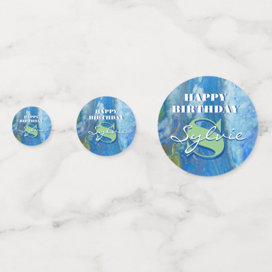 Blauwe waterval Acrylkunst Confetti (Voorkanten)